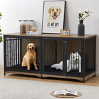 70.86'' Dog Crate Furniture Large Breed TV Stand with Cushion & Double Rooms (No Cushion)