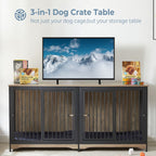 70.86'' Dog Crate Furniture Large Breed TV Stand with Cushion & Double Rooms (No Cushion)