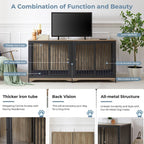 70.86'' Dog Crate Furniture Large Breed TV Stand with Cushion & Double Rooms (No Cushion)