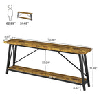 70.9 Inch Extra Long Sofa Table, Industrial Entry Console Table