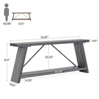 70.9 Inches Long Rustic Wood Console Sofa Table with Storage Shelf