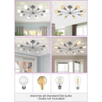 Black/ Gold Sputnik Semi Flush Mount Lamp Close to Ceiling Light Fixture for Living Room/ Kitchen/ Office/ Bedroom/ Foyer