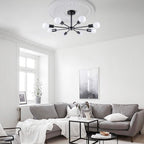 Black/ Gold Sputnik Semi Flush Mount Lamp Close to Ceiling Light Fixture for Living Room/ Kitchen/ Office/ Bedroom/ Foyer