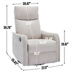 8 Point Massage Manual Recliner Chair Fabric Swivel Rocking Chair Single Sofa Armchair with Rocker and Lumbar Heating