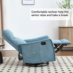 8 Point Massage Manual Recliner Chair Fabric Swivel Rocking Chair Single Sofa Armchair with Rocker and Lumbar Heating