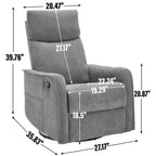 8 Point Massage Manual Recliner Chair Fabric Swivel Rocking Chair Single Sofa Armchair with Rocker and Lumbar Heating