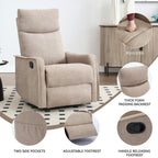 8 Point Massage Manual Recliner Chair Fabric Swivel Rocking Chair Single Sofa Armchair with Rocker and Lumbar Heating