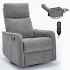 8 Point Massage Manual Recliner Chair Fabric Swivel Rocking Chair Single Sofa Armchair with Rocker and Lumbar Heating