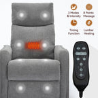 8 Point Massage Manual Recliner Chair Fabric Swivel Rocking Chair Single Sofa Armchair with Rocker and Lumbar Heating