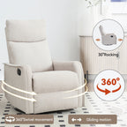 8 Point Massage Manual Recliner Chair Fabric Swivel Rocking Chair Single Sofa Armchair with Rocker and Lumbar Heating