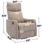 8 Point Massage Manual Recliner Chair Fabric Swivel Rocking Chair Single Sofa Armchair with Rocker and Lumbar Heating