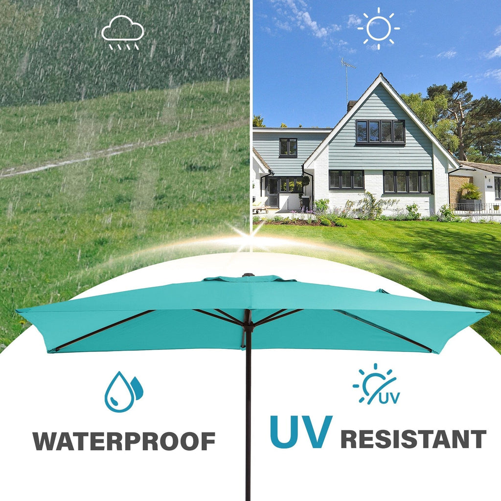 8*10ft Rectangular Patio Market Umbrella with Crank & Tilt，UV-Resistant