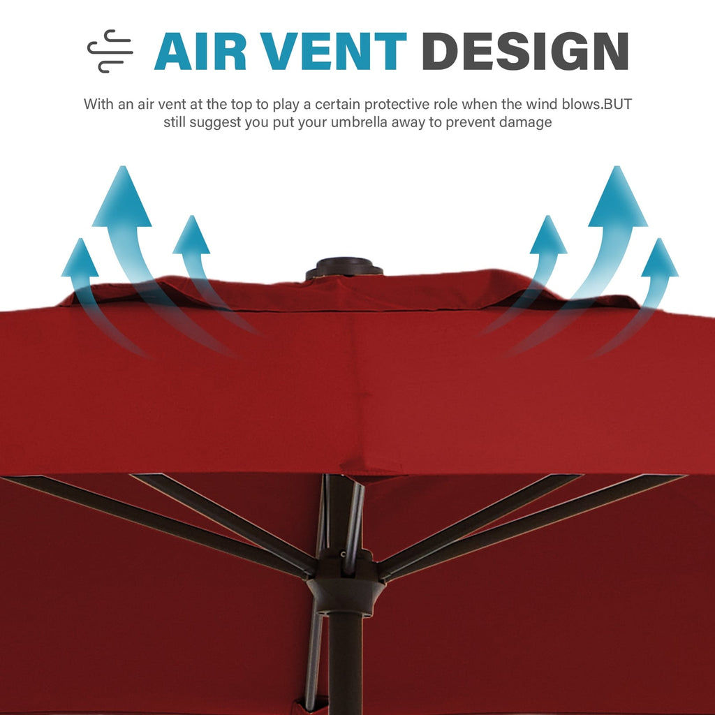 8*10ft Rectangular Patio Market Umbrella with Crank & Tilt，UV-Resistant