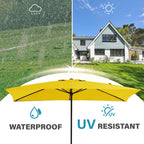 8*10ft Rectangular Patio Market Umbrella with Crank & Tilt，UV-Resistant
