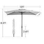 8*10ft Rectangular Patio Market Umbrella with Crank & Tilt，UV-Resistant