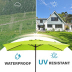 8*10ft Rectangular Patio Market Umbrella with Crank & Tilt，UV-Resistant