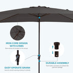 8*10ft Rectangular Patio Market Umbrella with Crank & Tilt，UV-Resistant