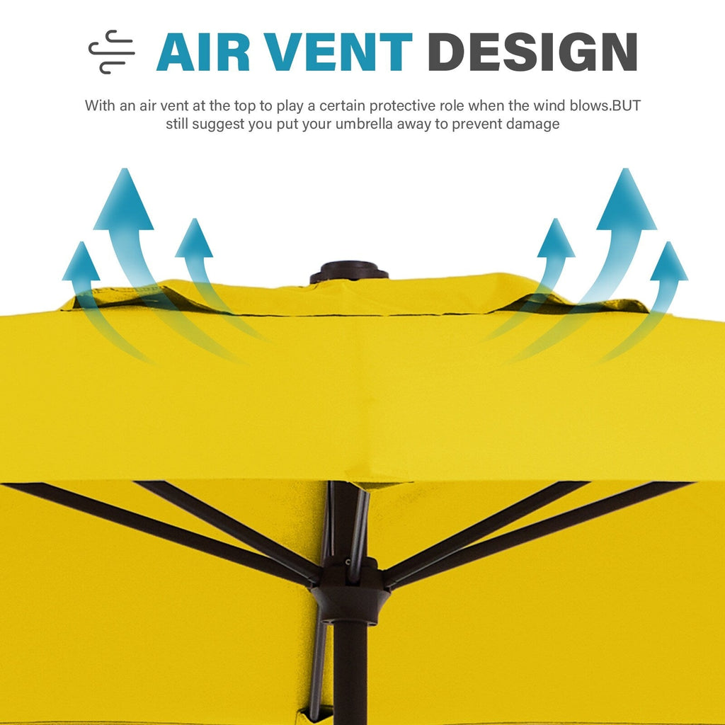 8*10ft Rectangular Patio Market Umbrella with Crank & Tilt，UV-Resistant