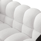 84.3 Luxurious Large Boucle Sofa 3 Seater Marshmallow Upholstered Sofa with 2pc Square Accent Pillows and Square Arm