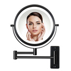 8 Round Wall Mount Bathroom Makeup Mirror, Rechargeable, Magnification 1x/10x, 3 Color Lights