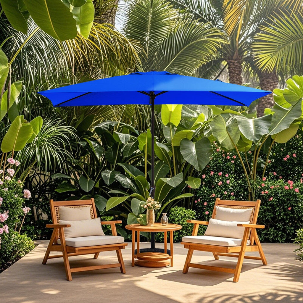 8*10ft Rectangular Patio Market Umbrella with Crank & Tilt，UV-Resistant