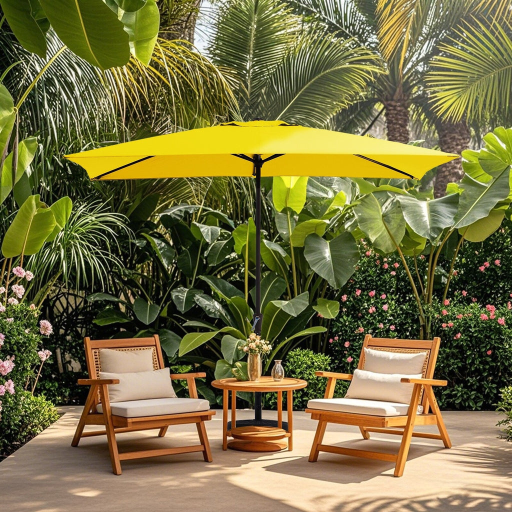 8*10ft Rectangular Patio Market Umbrella with Crank & Tilt，UV-Resistant