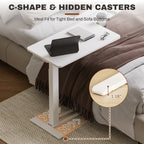 FunniHomi 28/32 Movable Overbed Table Height Adjustable Computer Desk with Wheels, White/Black Laptop Table for Bed and Sofa