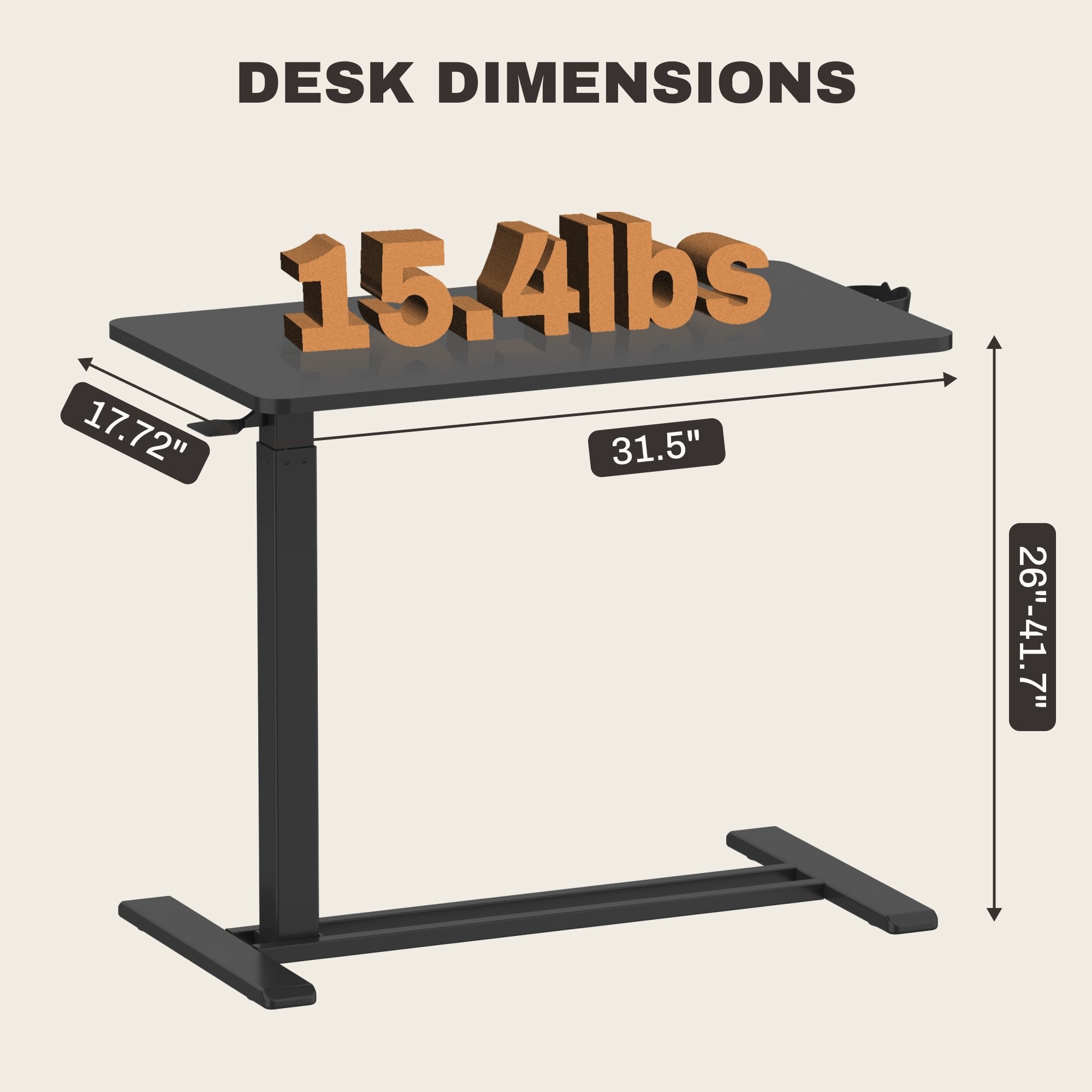 FunniHomi 28/32 Movable Overbed Table Height Adjustable Computer Desk with Wheels, White/Black Laptop Table for Bed and Sofa