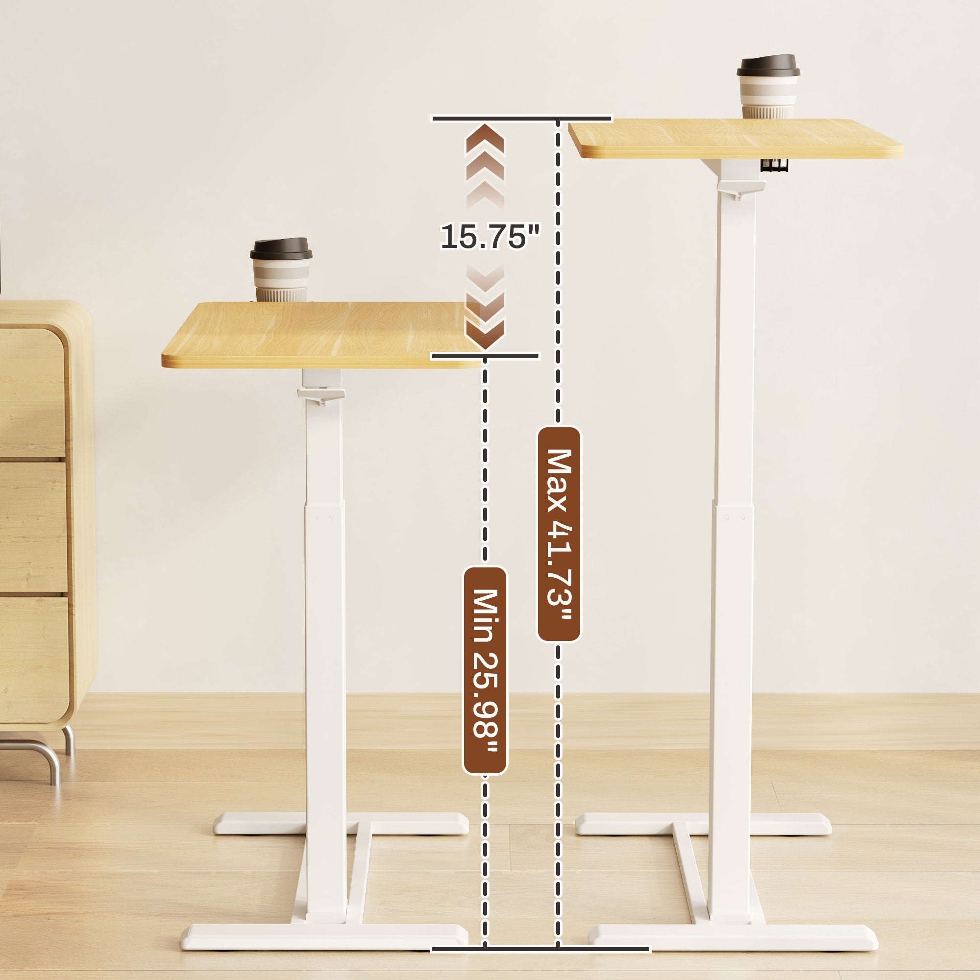 FunniHomi 28/32 Movable Overbed Table Height Adjustable Computer Desk with Wheels, White/Black Laptop Table for Bed and Sofa