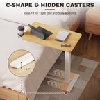 FunniHomi 28/32 Movable Overbed Table Height Adjustable Computer Desk with Wheels, White/Black Laptop Table for Bed and Sofa