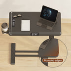 FunniHomi 28/32 Movable Overbed Table Height Adjustable Computer Desk with Wheels, White/Black Laptop Table for Bed and Sofa