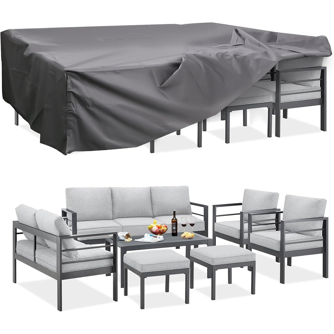 AECOJOY 7 Pieces Aluminum Patio Furniture Set Outdoor Conversation Set