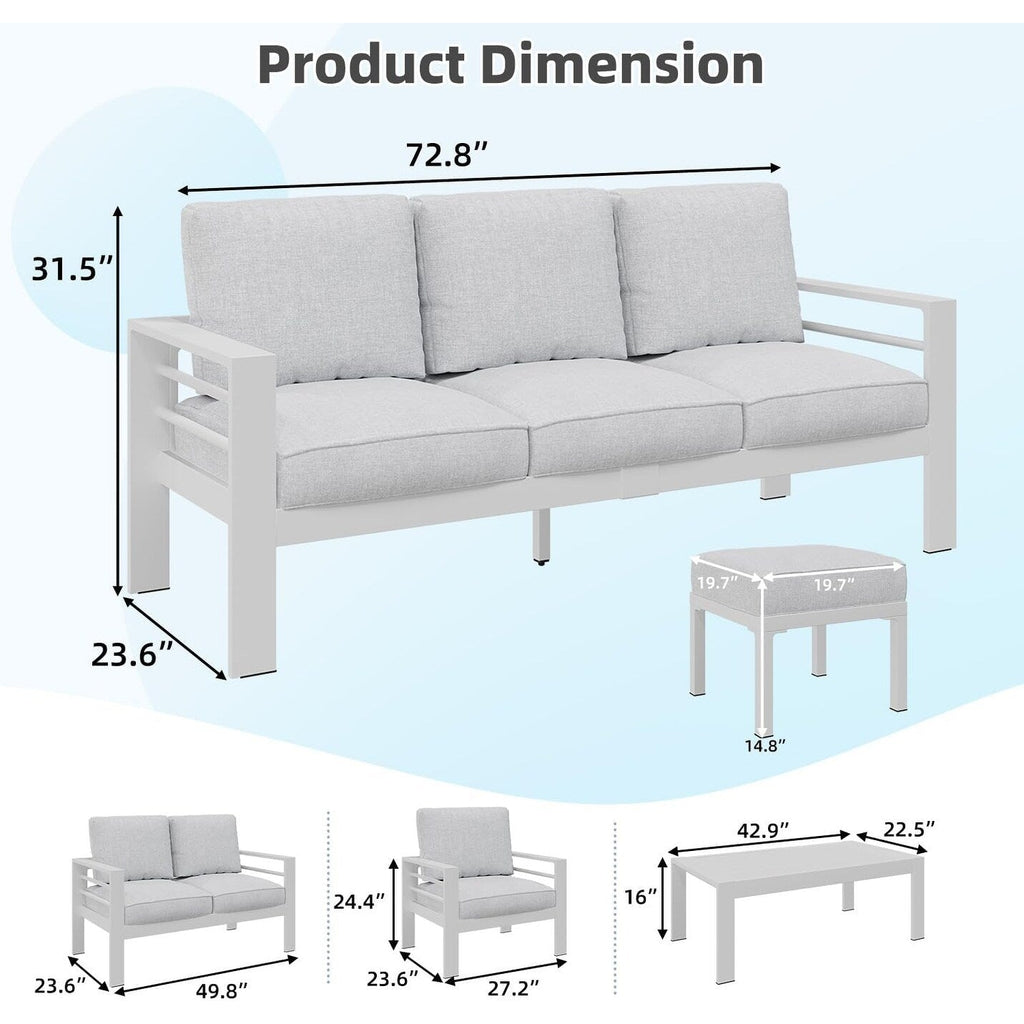 AECOJOY 7 Pieces Aluminum Patio Furniture Set Outdoor Conversation Set