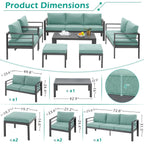 AECOJOY 7 Pieces Aluminum Patio Furniture Set Outdoor Conversation Set