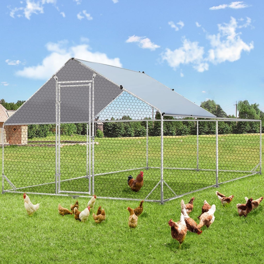AECOJOY Large Metal Chicken Coop Run Walk-in Metal Chicken Cage