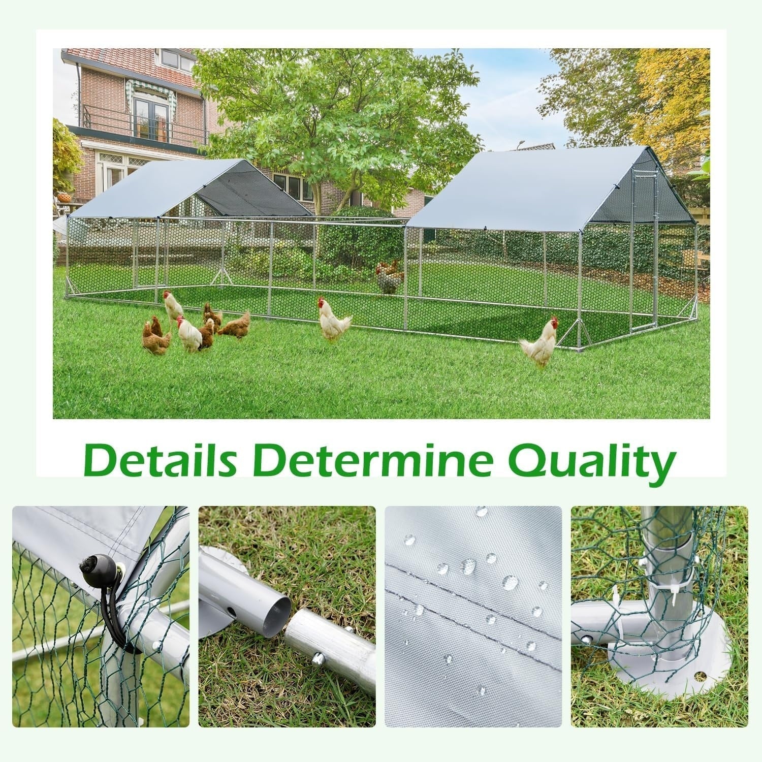 AECOJOY Large Metal Chicken Coop Run Walk-in Metal Chicken Cage