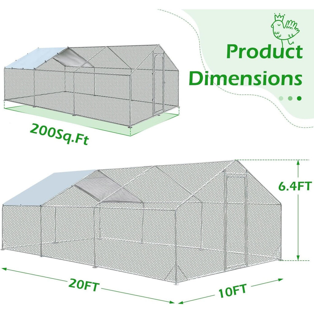 AECOJOY Large Metal Chicken Coop Run Walk-in Metal Chicken Cage