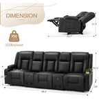 AECOJOY Recliner Sofa Manual RV Reclining Couch PU Home Theater Seating w/ Console