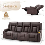 AECOJOY Recliner Sofa Manual RV Reclining Couch PU Home Theater Seating w/ Console