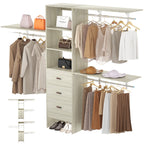 Rackcog 120'' Adjustable Closet Organizer with Drawers, Closet System with DIY Shelves for Reach-in and Walk-in Closet
