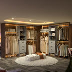 Rackcog 120'' Adjustable Closet Organizer with Drawers, Closet System with DIY Shelves for Reach-in and Walk-in Closet