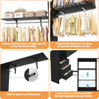 Rackcog 120'' Adjustable Closet Organizer with Drawers, Closet System with DIY Shelves for Reach-in and Walk-in Closet