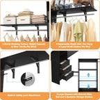 Rackcog 120'' Adjustable Closet Organizer with Drawers, Closet System with DIY Shelves for Reach-in and Walk-in Closet