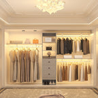 Rackcog 120'' Adjustable Closet Organizer with Drawers, Closet System with DIY Shelves for Reach-in and Walk-in Closet