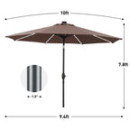 Ainfox 10ft Patio Umbrella with Lights Outdoor Solar Umbrella without Base