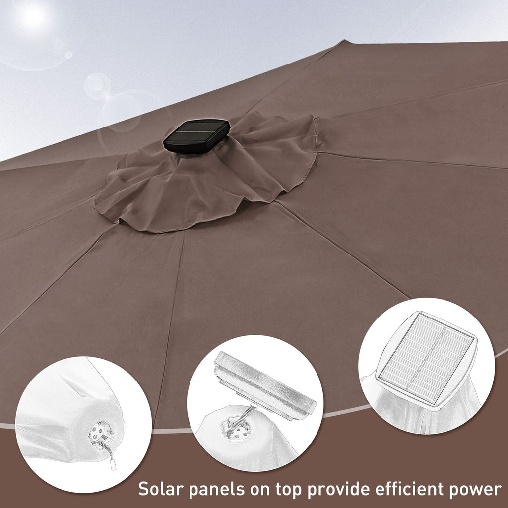 Ainfox 10ft Patio Umbrella with Lights Outdoor Solar Umbrella without Base