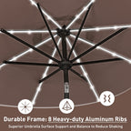 Ainfox 10ft Patio Umbrella with Lights Outdoor Solar Umbrella without Base