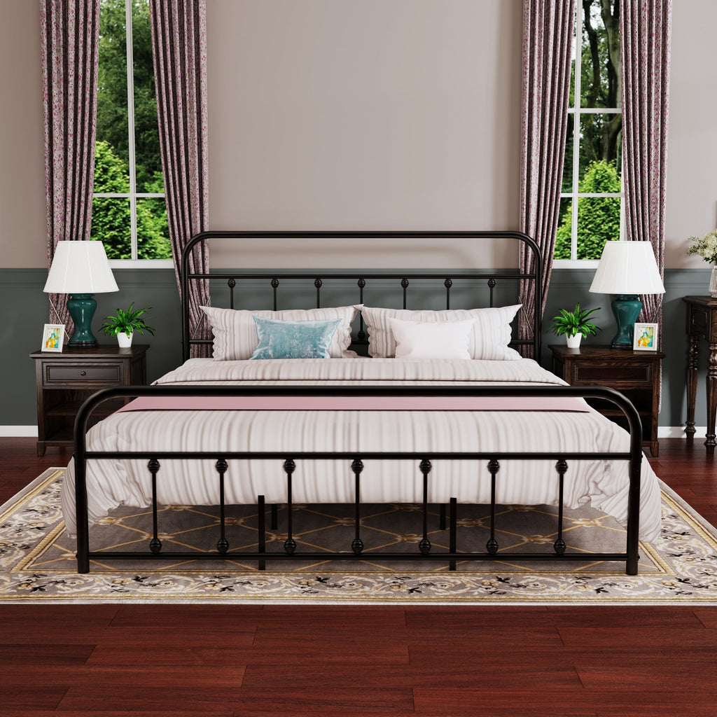 Alazyhome Simple Vintage Metal Platform Bed Frame, Easy-Assembly