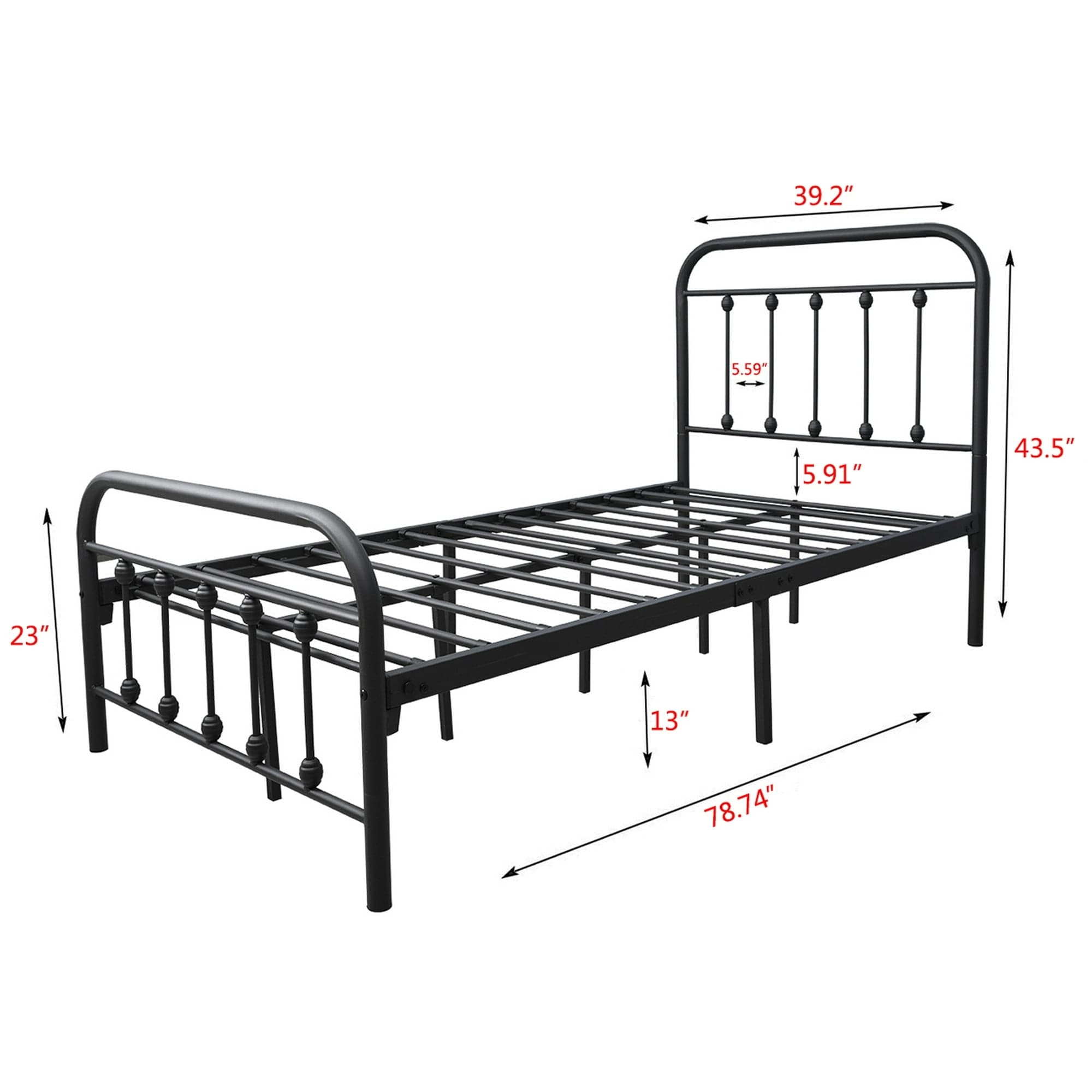 Alazyhome Simple Vintage Metal Platform Bed Frame, Easy-Assembly