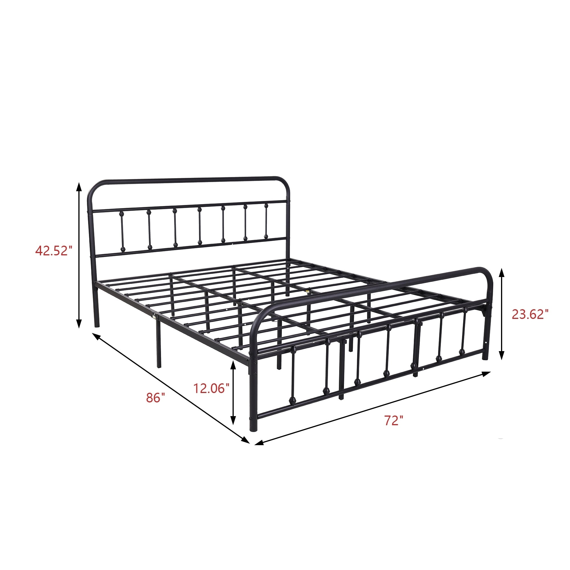 Alazyhome Simple Vintage Metal Platform Bed Frame, Easy-Assembly